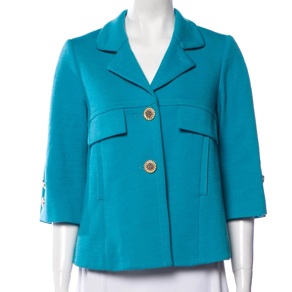 Smythe Teal Blazer with Gold Buttons
